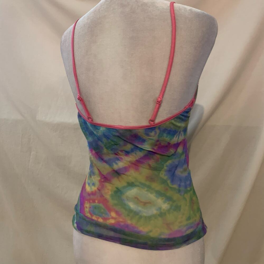 Vintage Y2K Victoria’s Secret Tie-Dye Mesh Cami Pink Lace Small - Picture 3 of 4